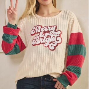 Heimish “ Gloria “ Heimish Contrast Christmas “ Merry & Bright “ Top 86